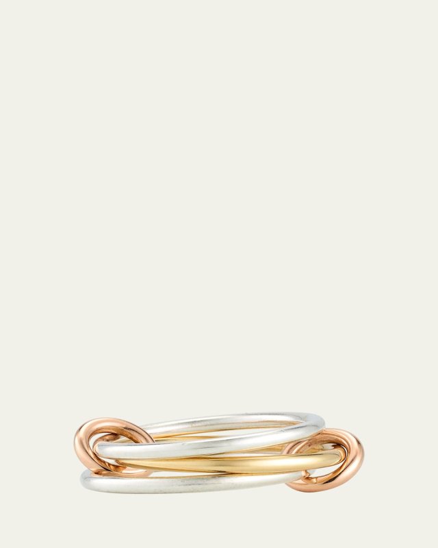 Solarium SY Three Link Ring in Sterling Silver and 18K Yellow Gold Connectors